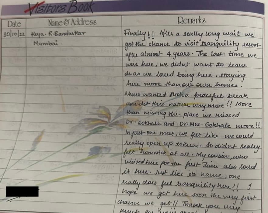 Handwritten guest review 9